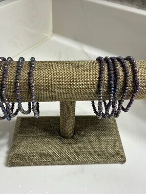 Purple Beaded Stretch Bracelet Stack